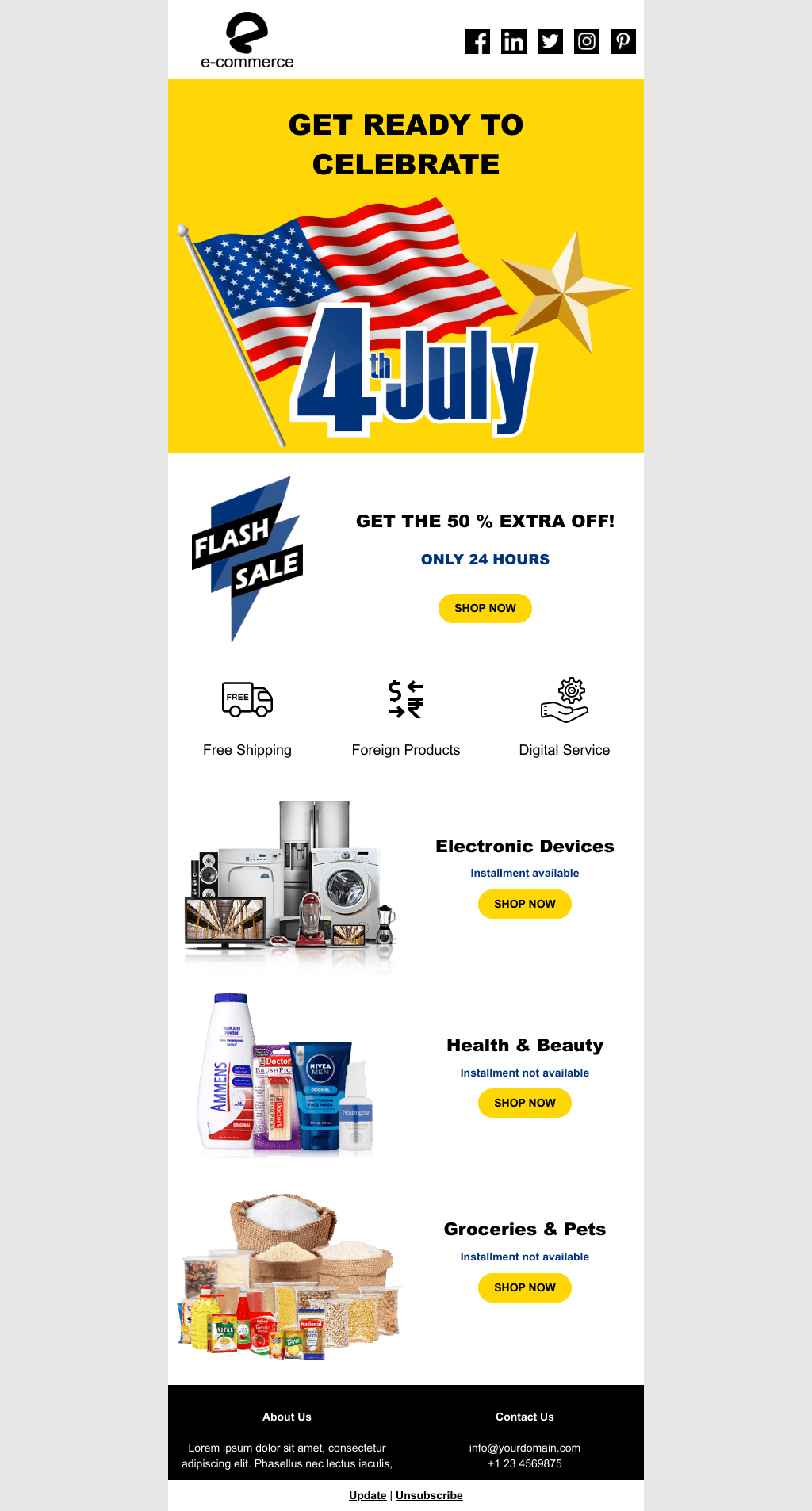 Laravel Mail Template - 4th of July Flash Sales