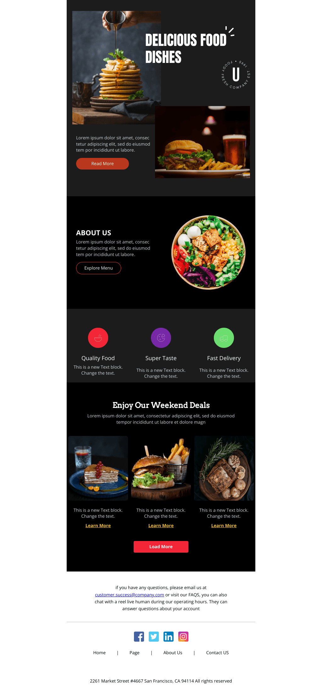 Laravel Mail Template - 4th of July Menu