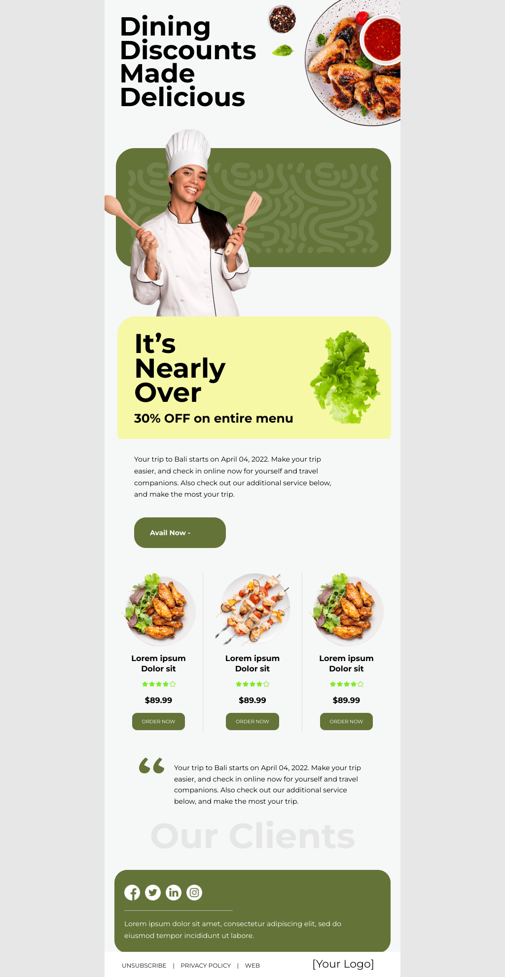 Laravel Mail Template - 4th of July Restaurant Deals