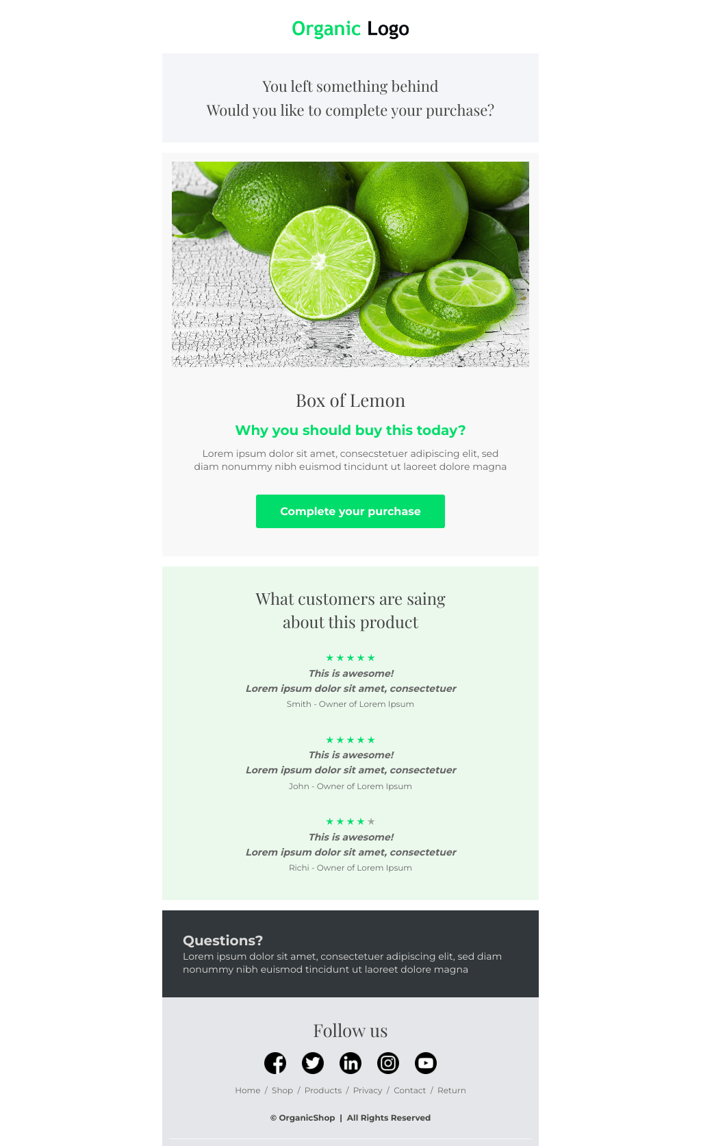 Laravel Mail Template - Abandoned Cart