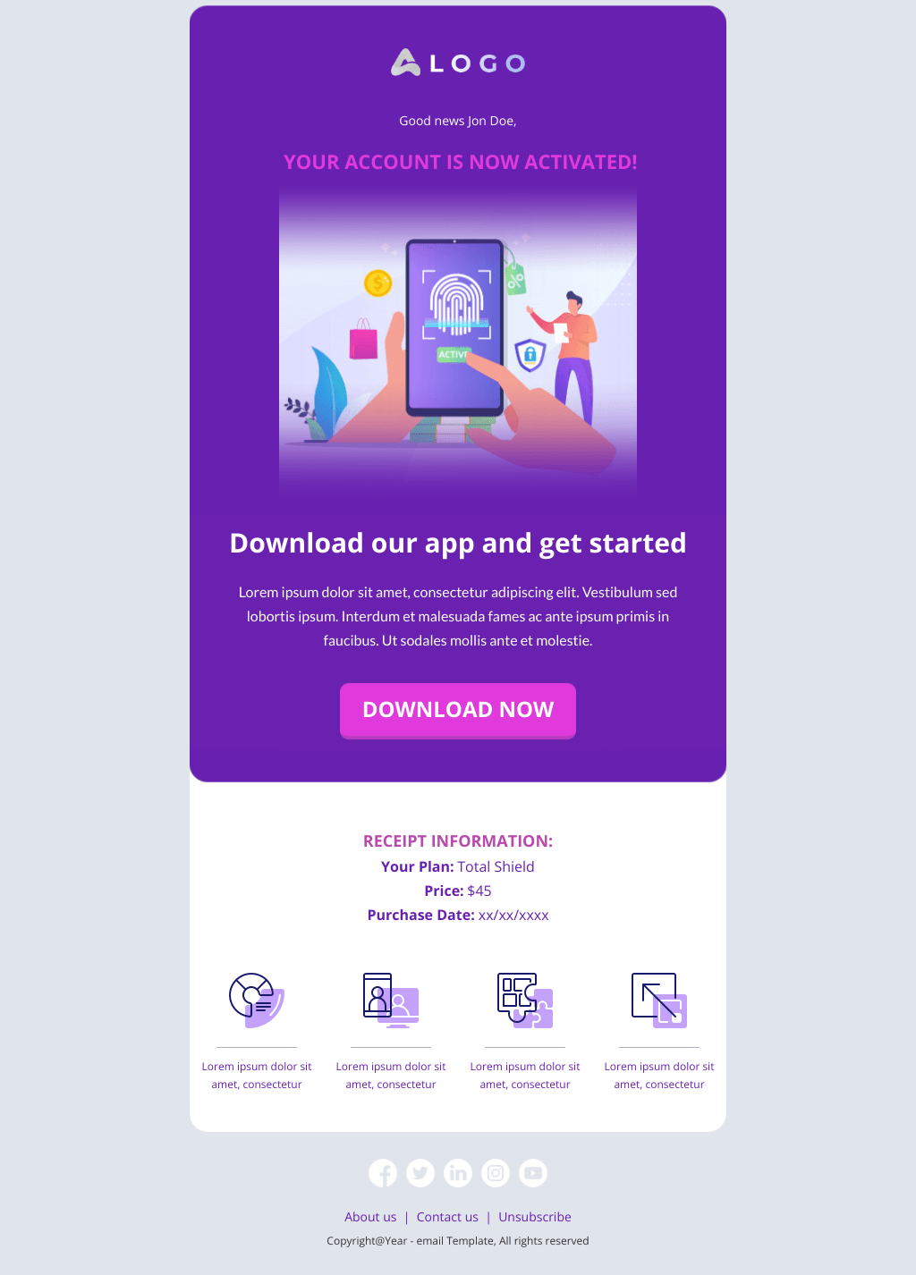 Laravel Mail Template - Account Activation