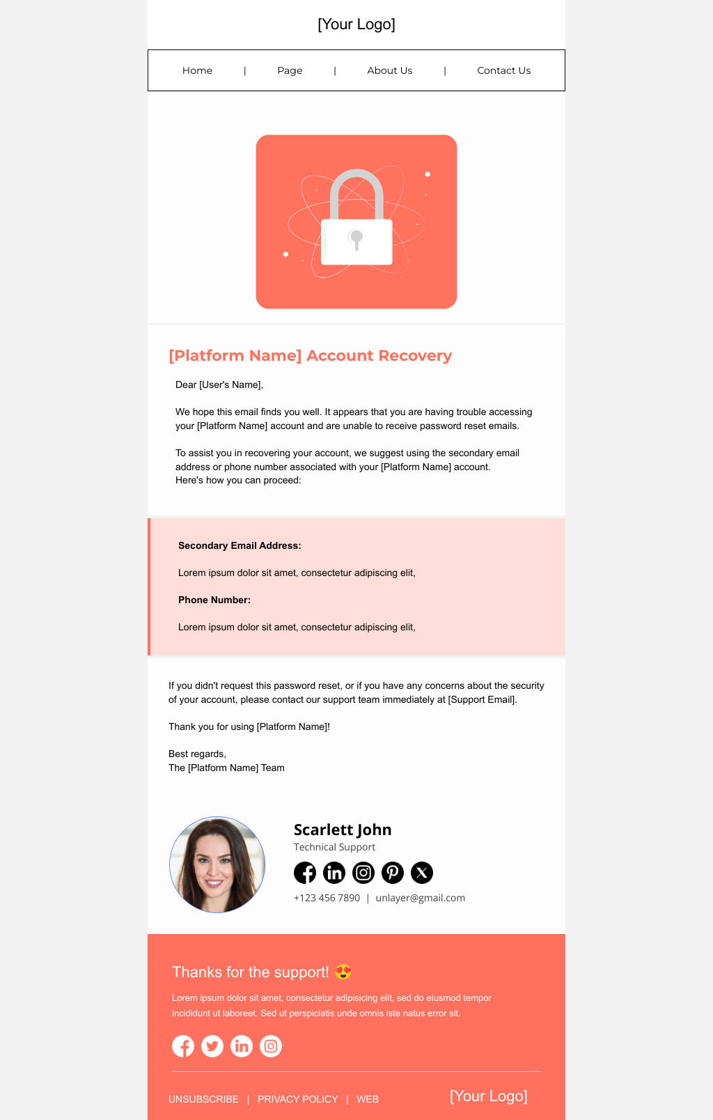 Laravel Mail Template - Account Recovery