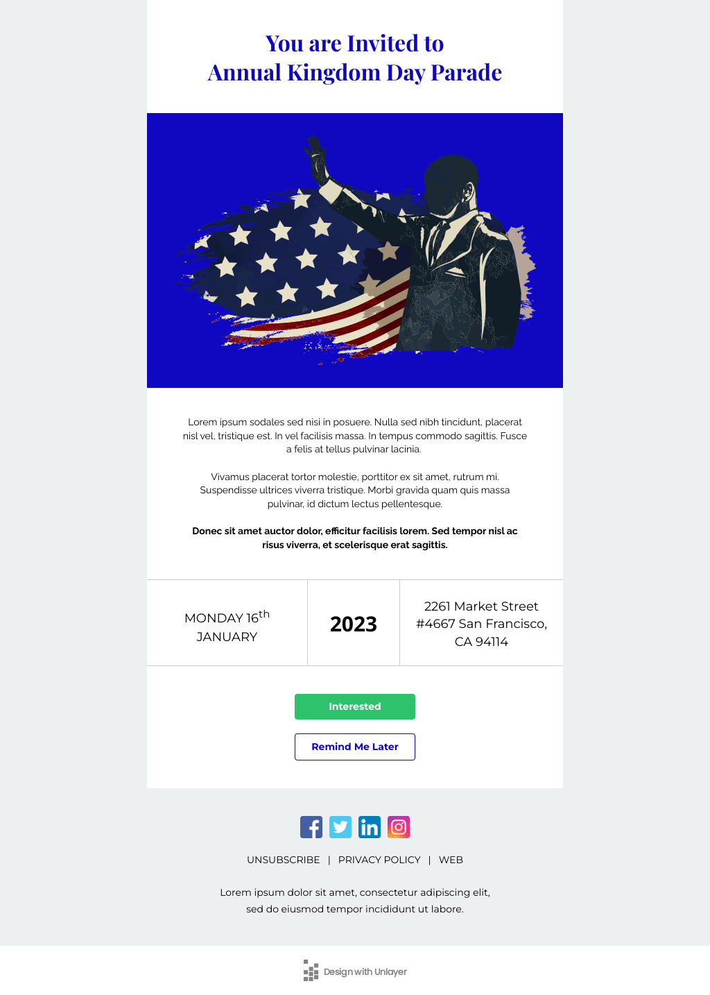 Laravel Mail Template - Annual Kingdom Day Parade