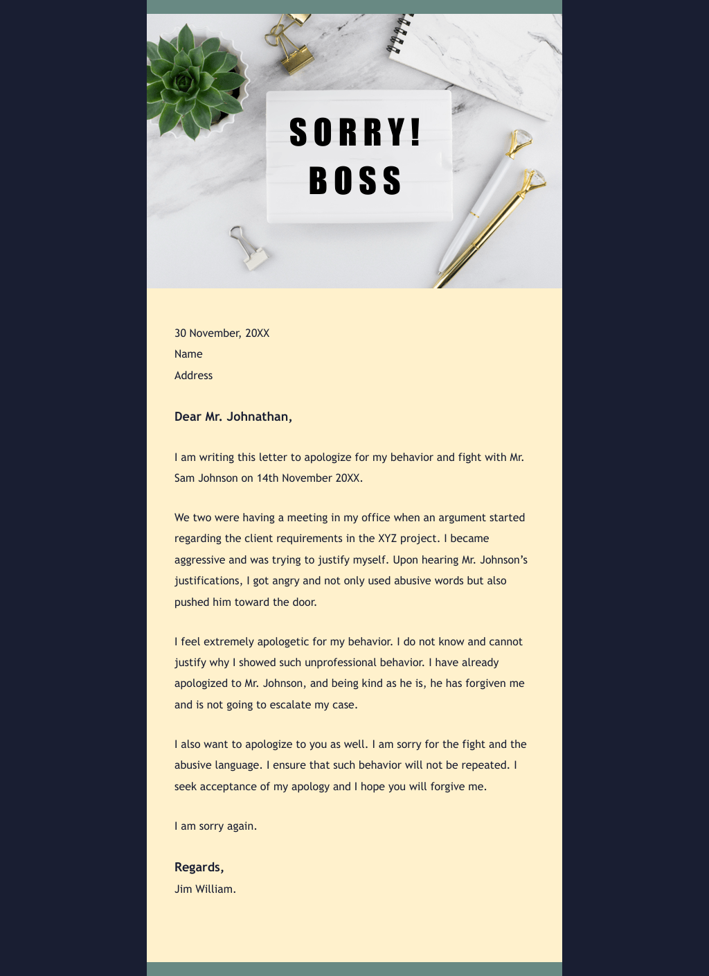 Laravel Mail Template - Apology Email to Company Boss