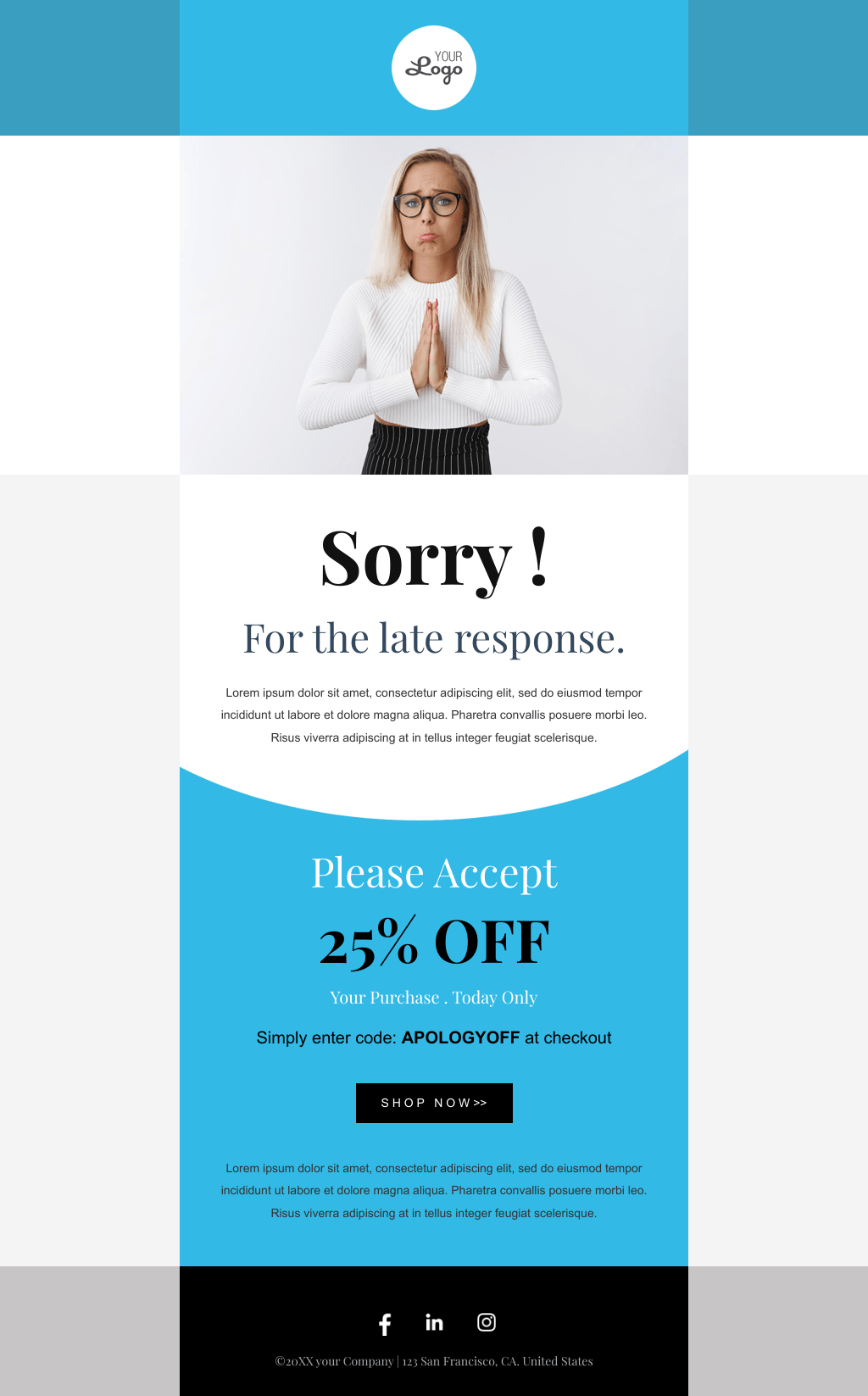 Laravel Mail Template - Apology For Late Customer Response