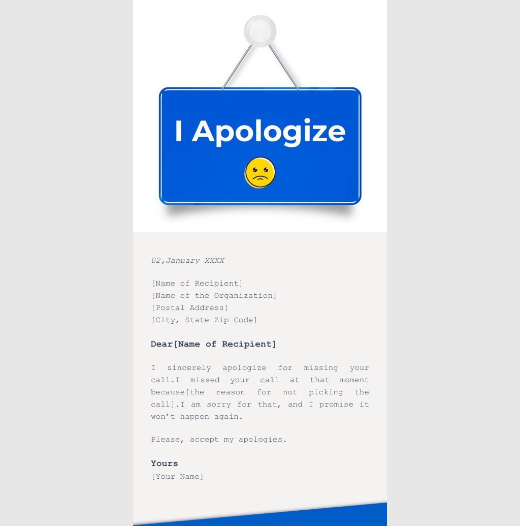 Laravel Mail Template - Apology For Not Attending Call