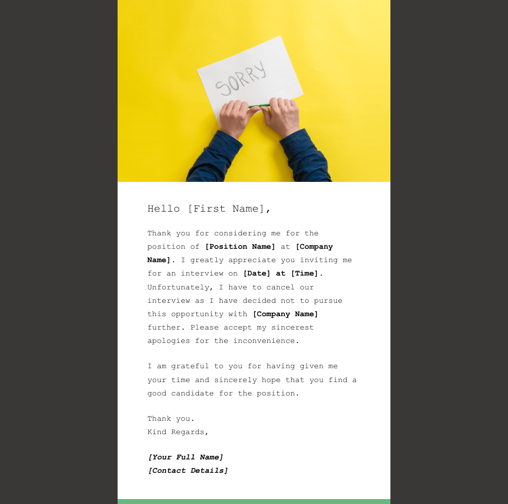 Laravel Mail Template - Apology For Not Attending Interview