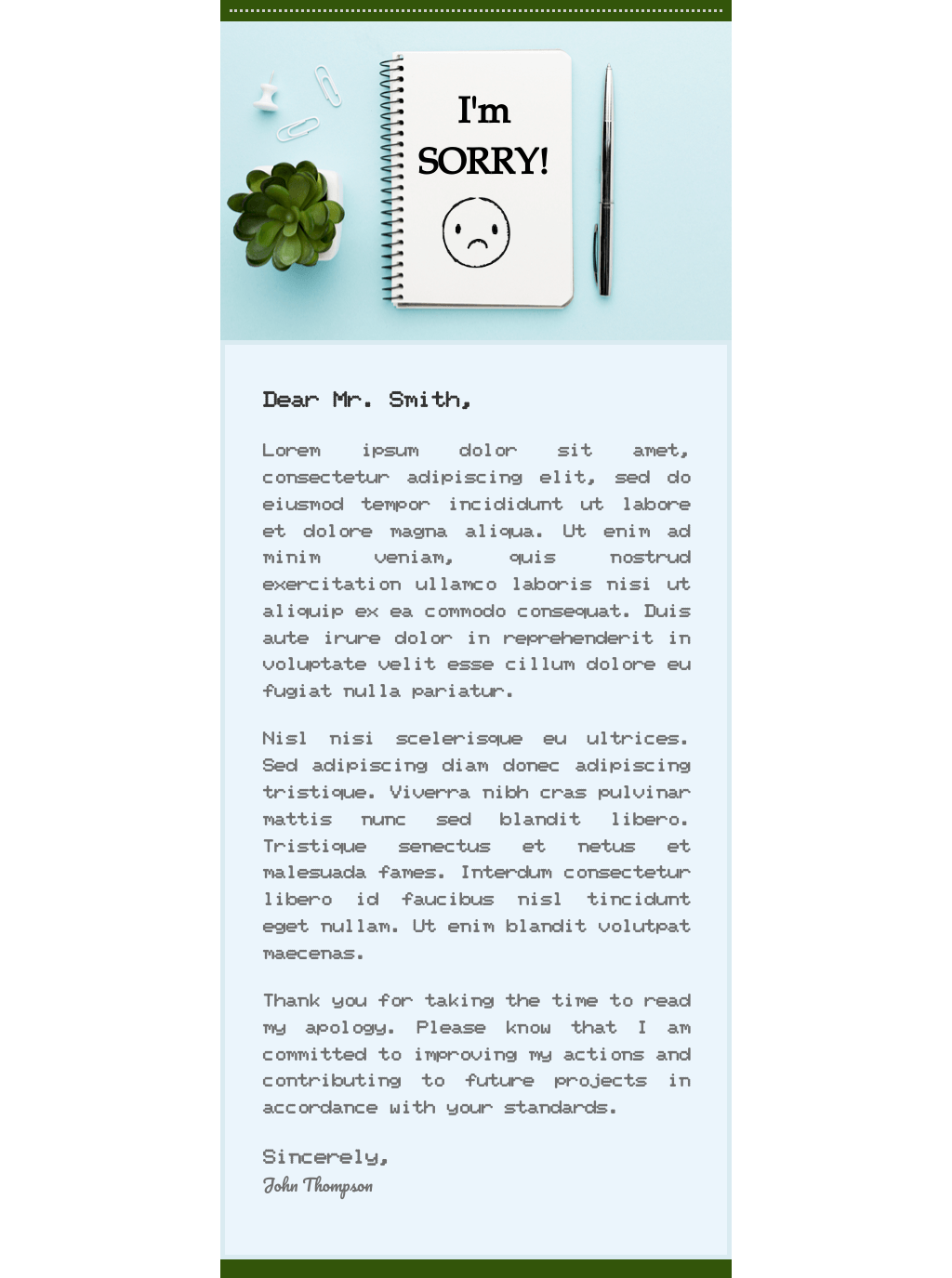 Laravel Mail Template - Apology To Boss For Mistake
