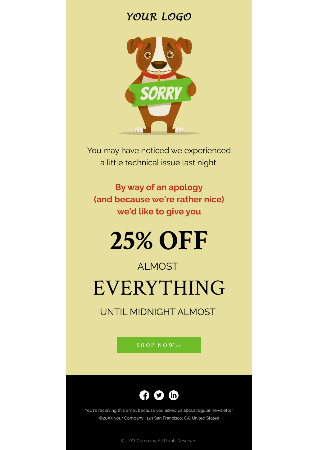 Laravel Mail Template - Apology to Ecommerce Customer