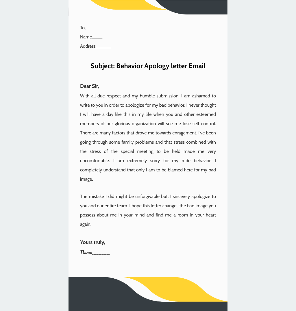 Laravel Mail Template - Apology to Fellow Colleague