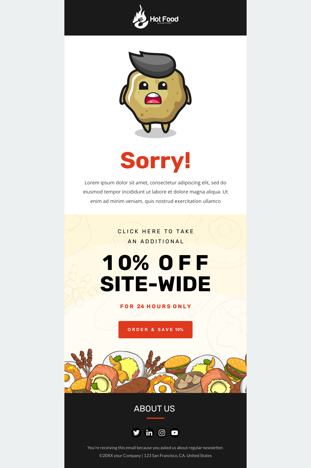 Laravel Mail Template - Apology To Restaurant Customer