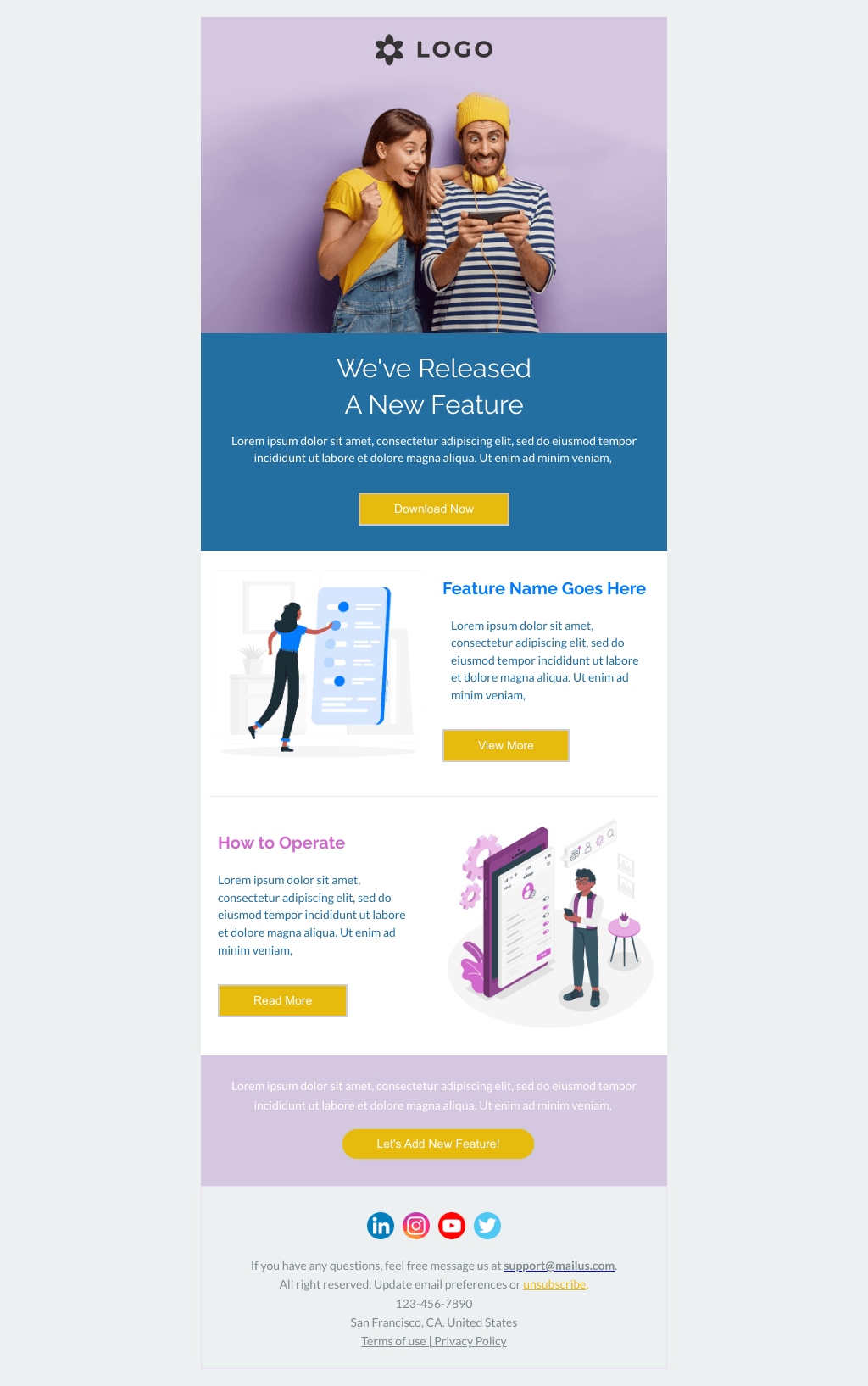 Laravel Mail Template - App New Feature Release
