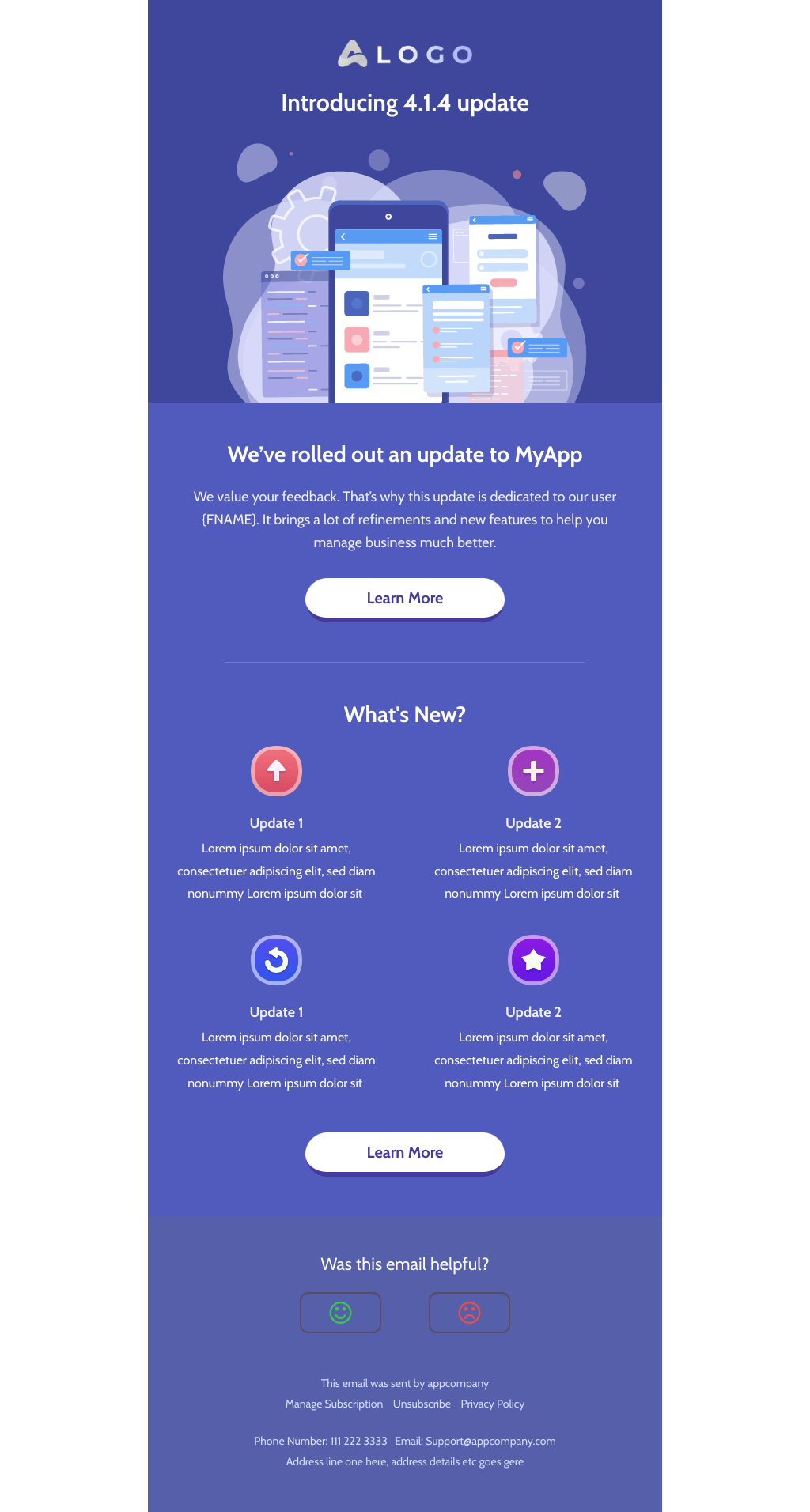 Laravel Mail Template - App Update