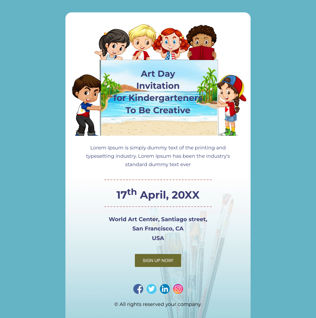 Laravel Mail Template - Art Day Invitation for Kindergarteners