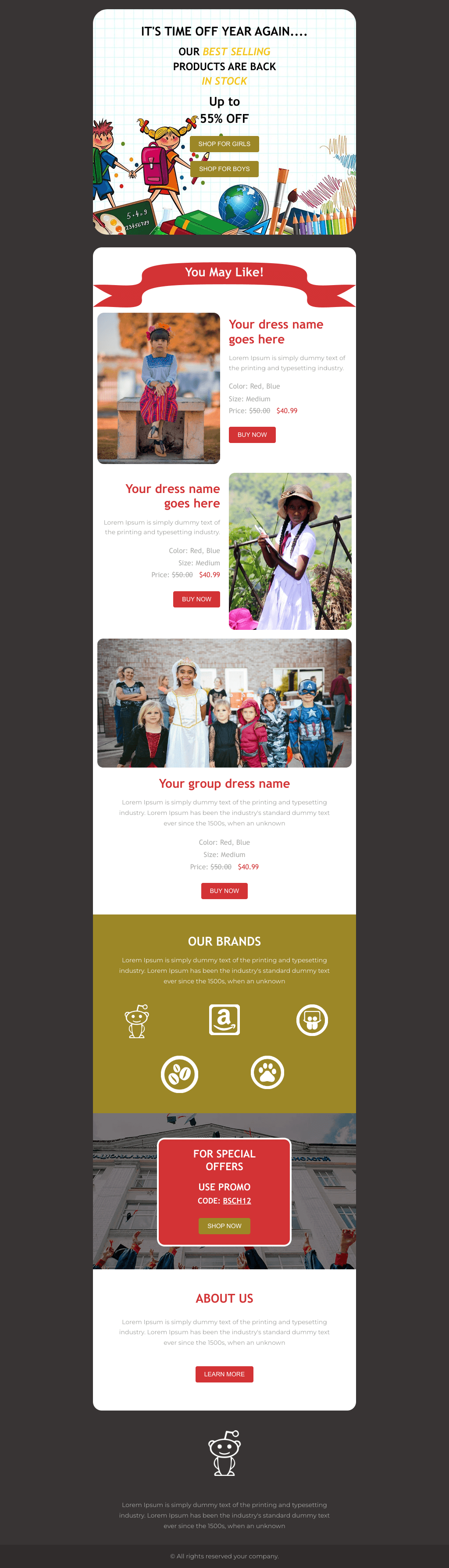 Laravel Mail Template - Back to School Dress Offer