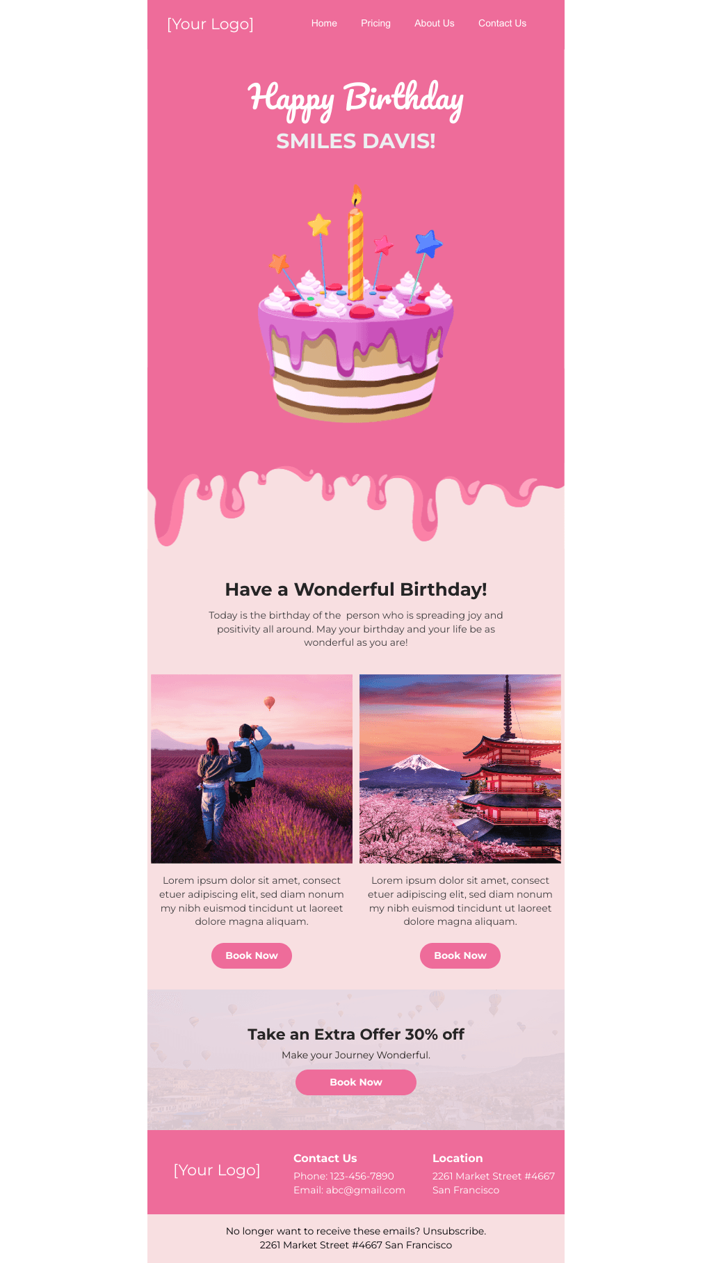 Laravel Mail Template - Birthday Best Wishes