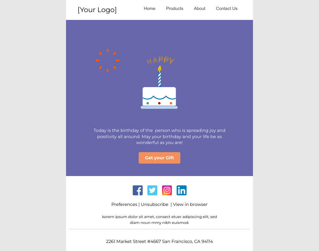 Laravel Mail Template - Birthday Cake