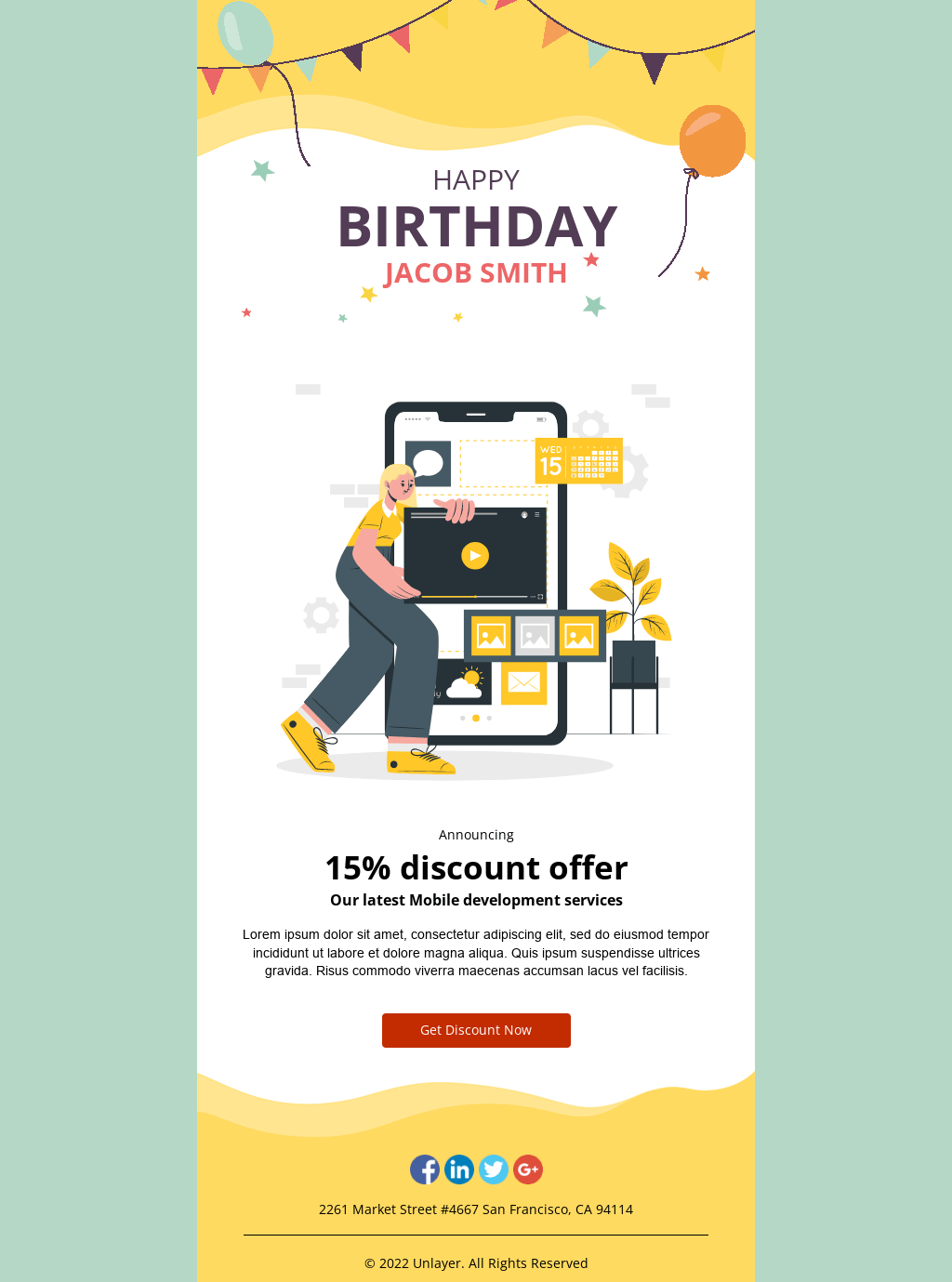 Laravel Mail Template - Birthday Discounts on Software