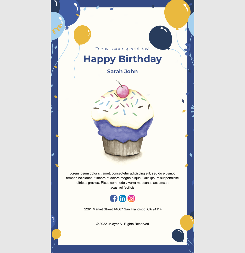 Laravel Mail Template - Birthday Email to Employee