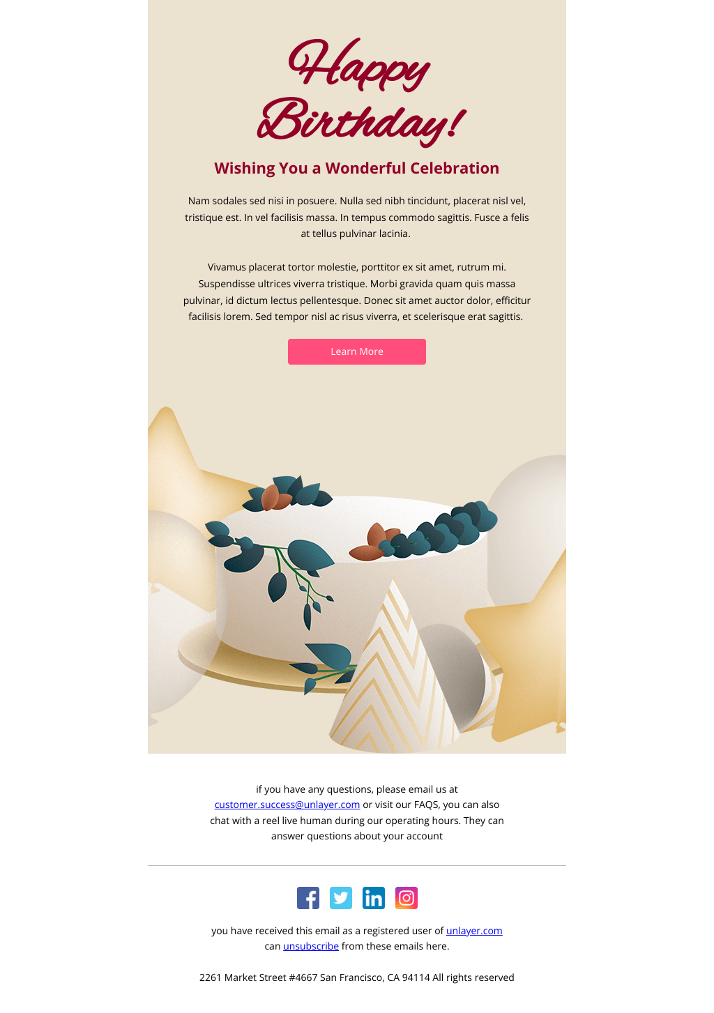 Laravel Mail Template - Birthday Greetings