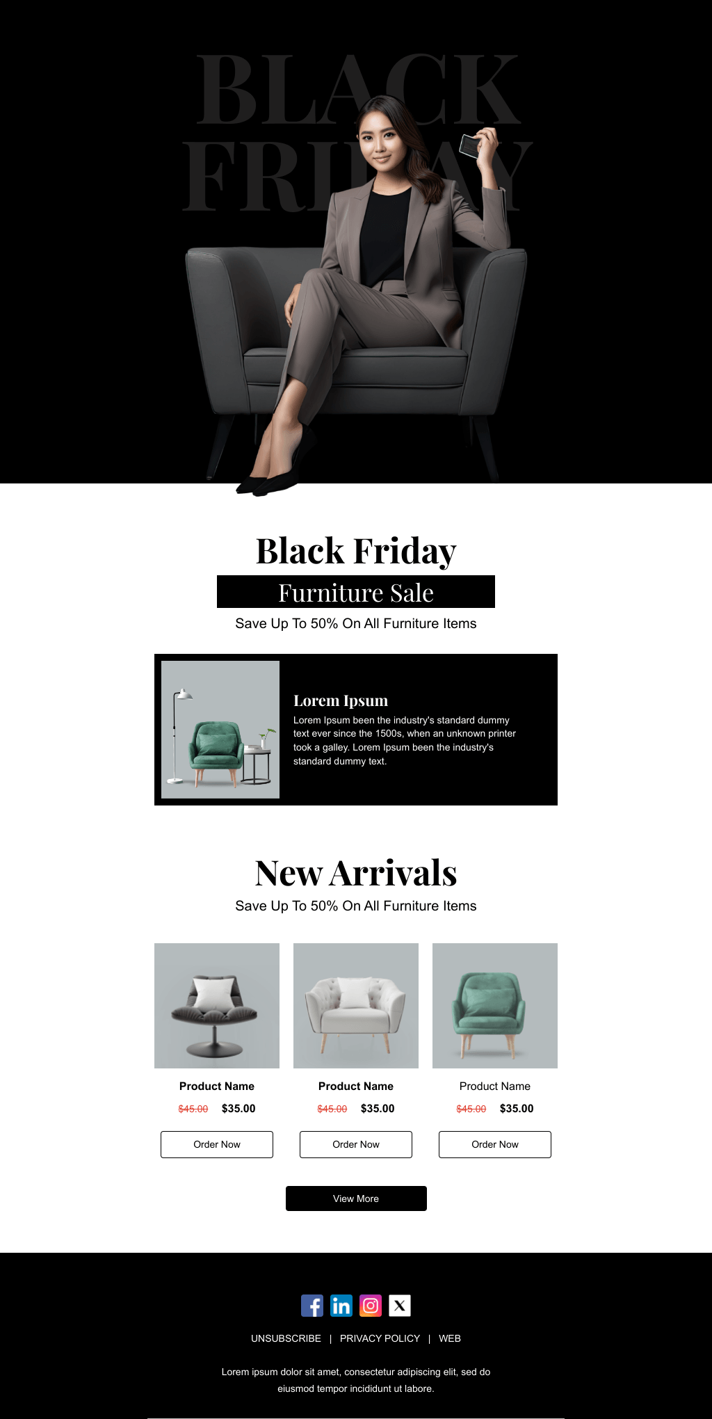 Laravel Mail Template - Black Friday Furniture Sale