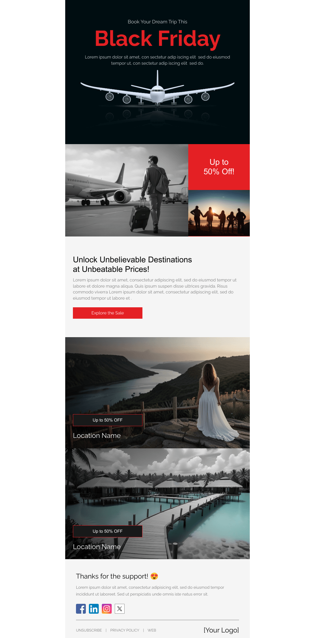Laravel Mail Template - Black Friday Travel Deals