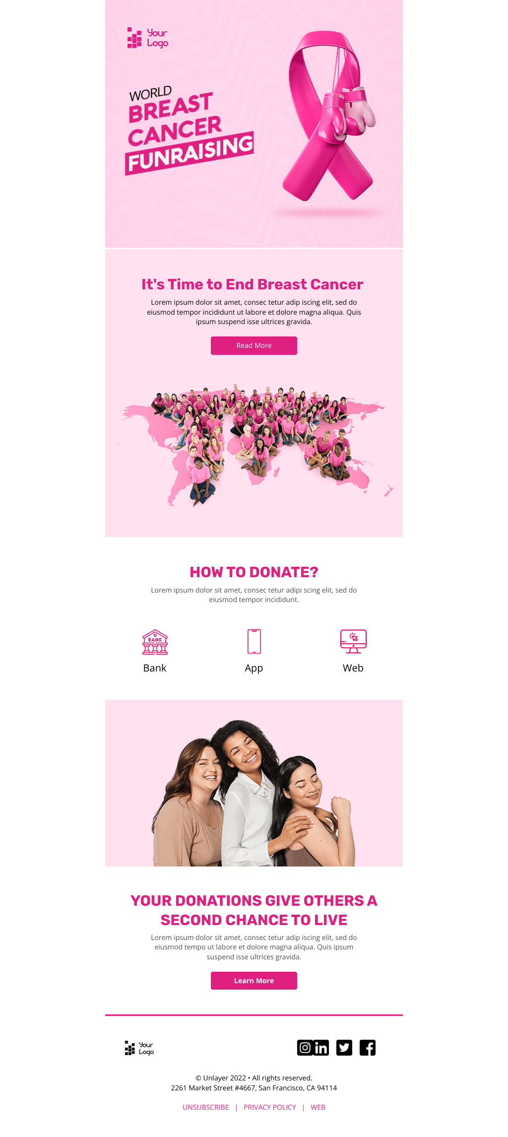 Laravel Mail Template - Breast Cancer Fundraising