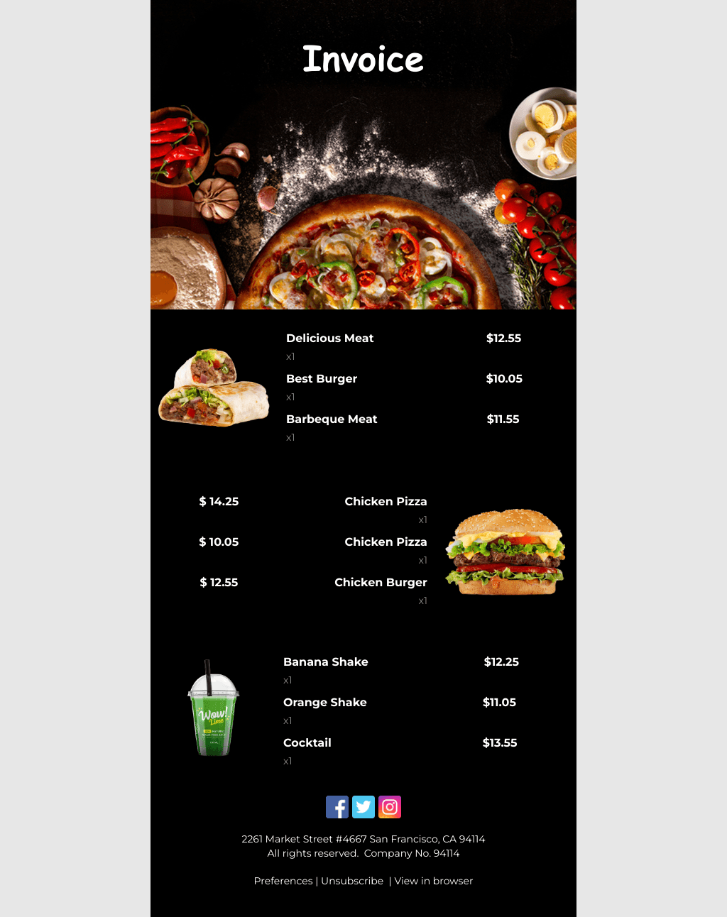 Laravel Mail Template - Cafe Invoice