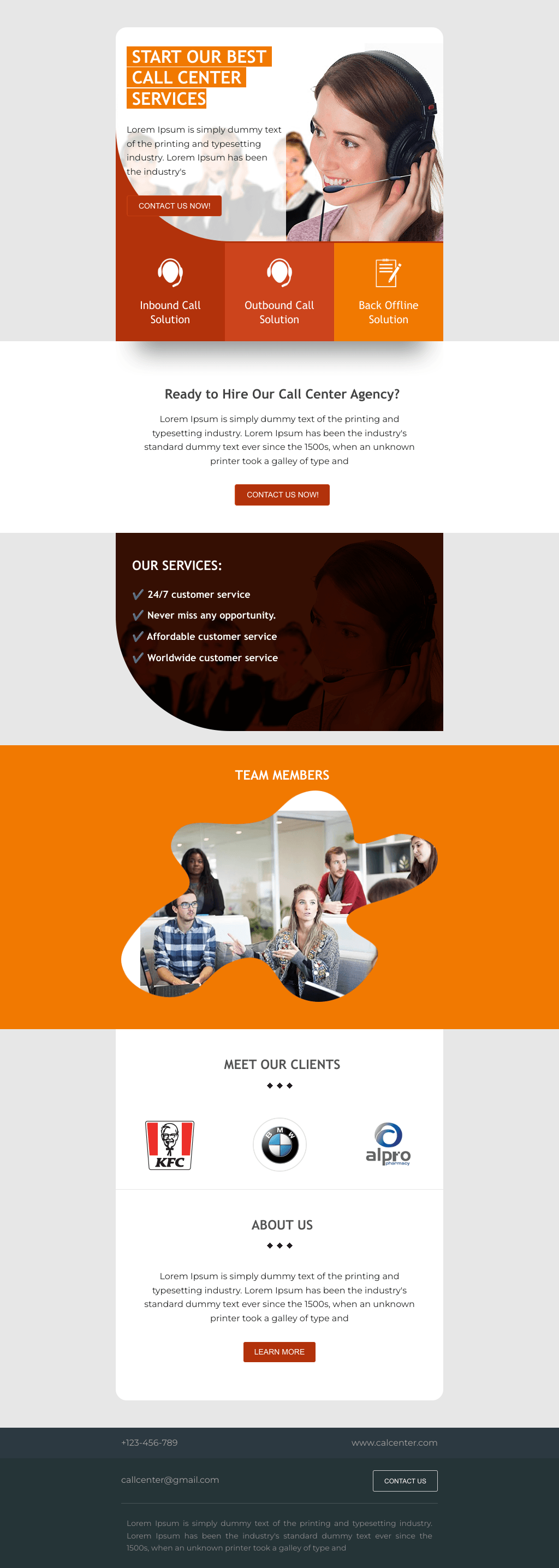 Laravel Mail Template - Call Service