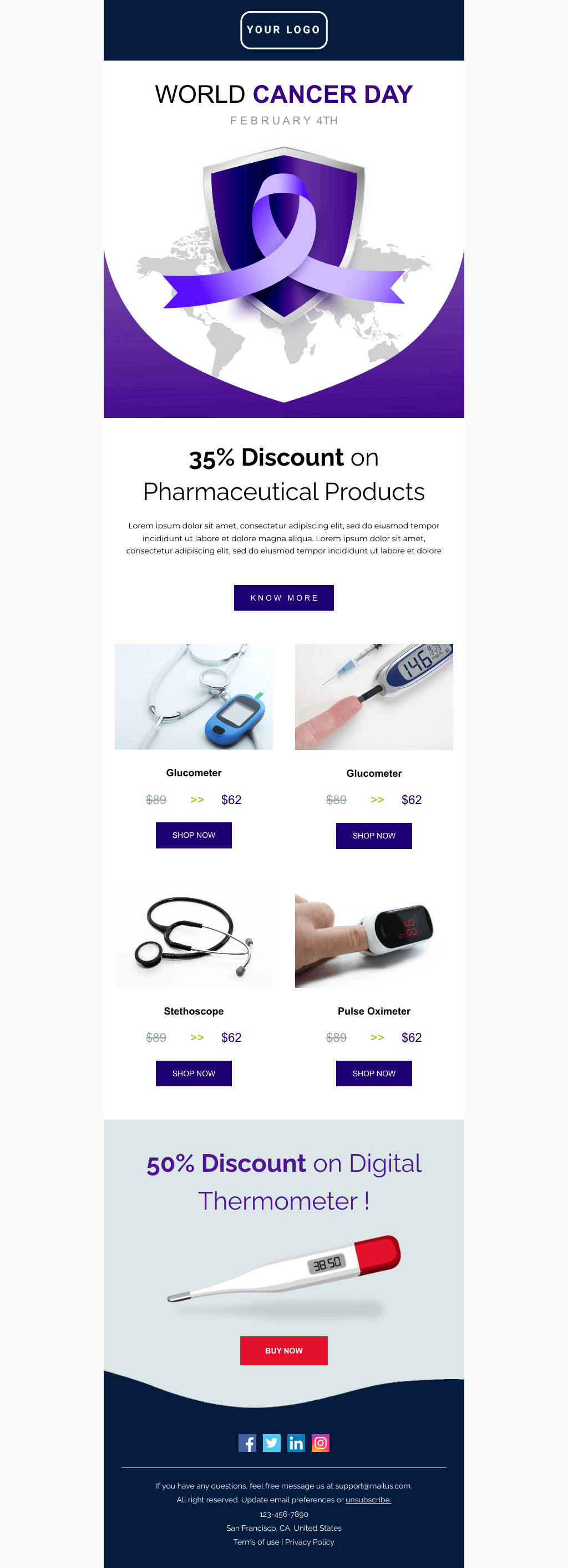 Laravel Mail Template - Cancer Day Discount on Pharmaceutical Products