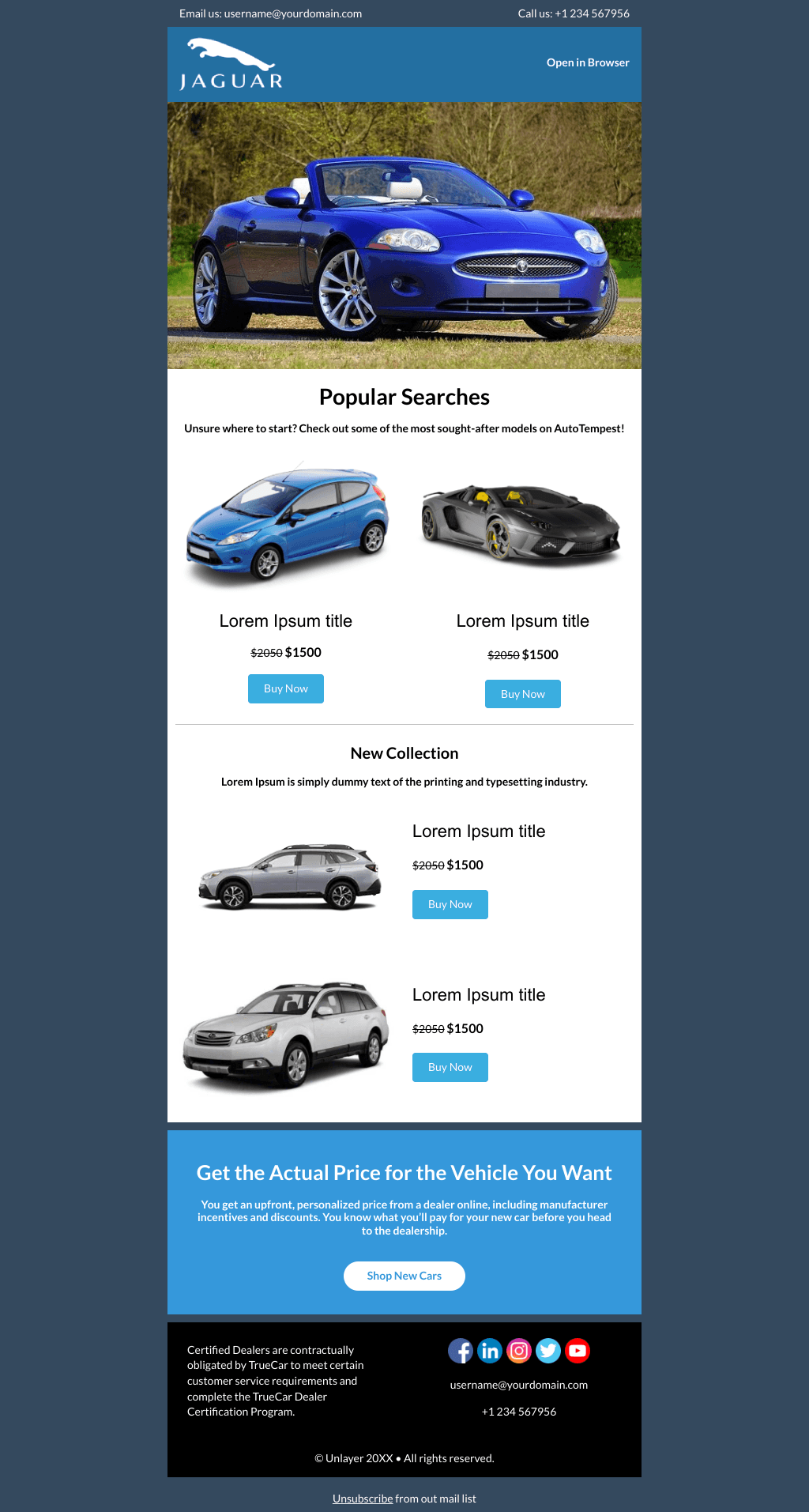 Laravel Mail Template - Car Dealership