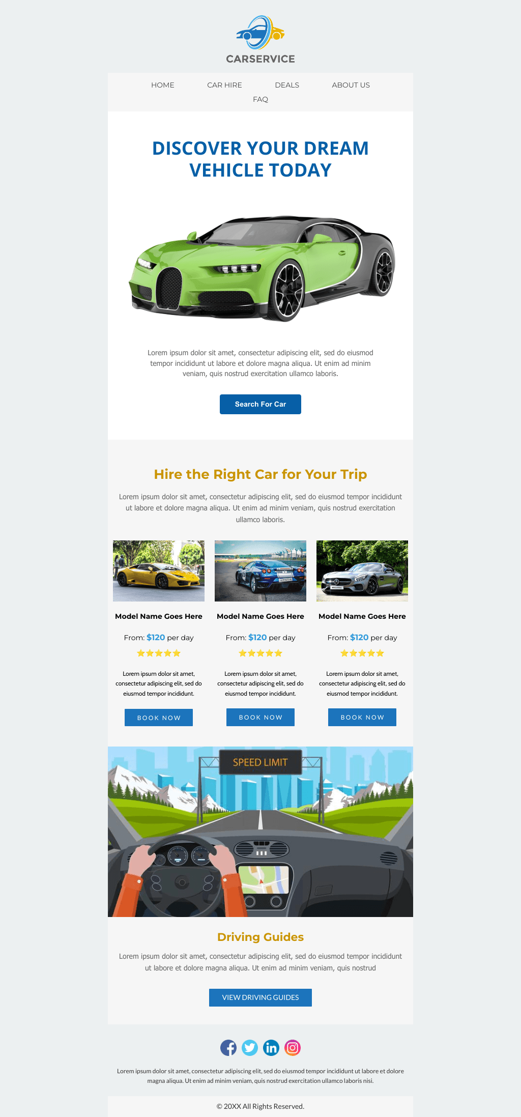Laravel Mail Template - Car Hire