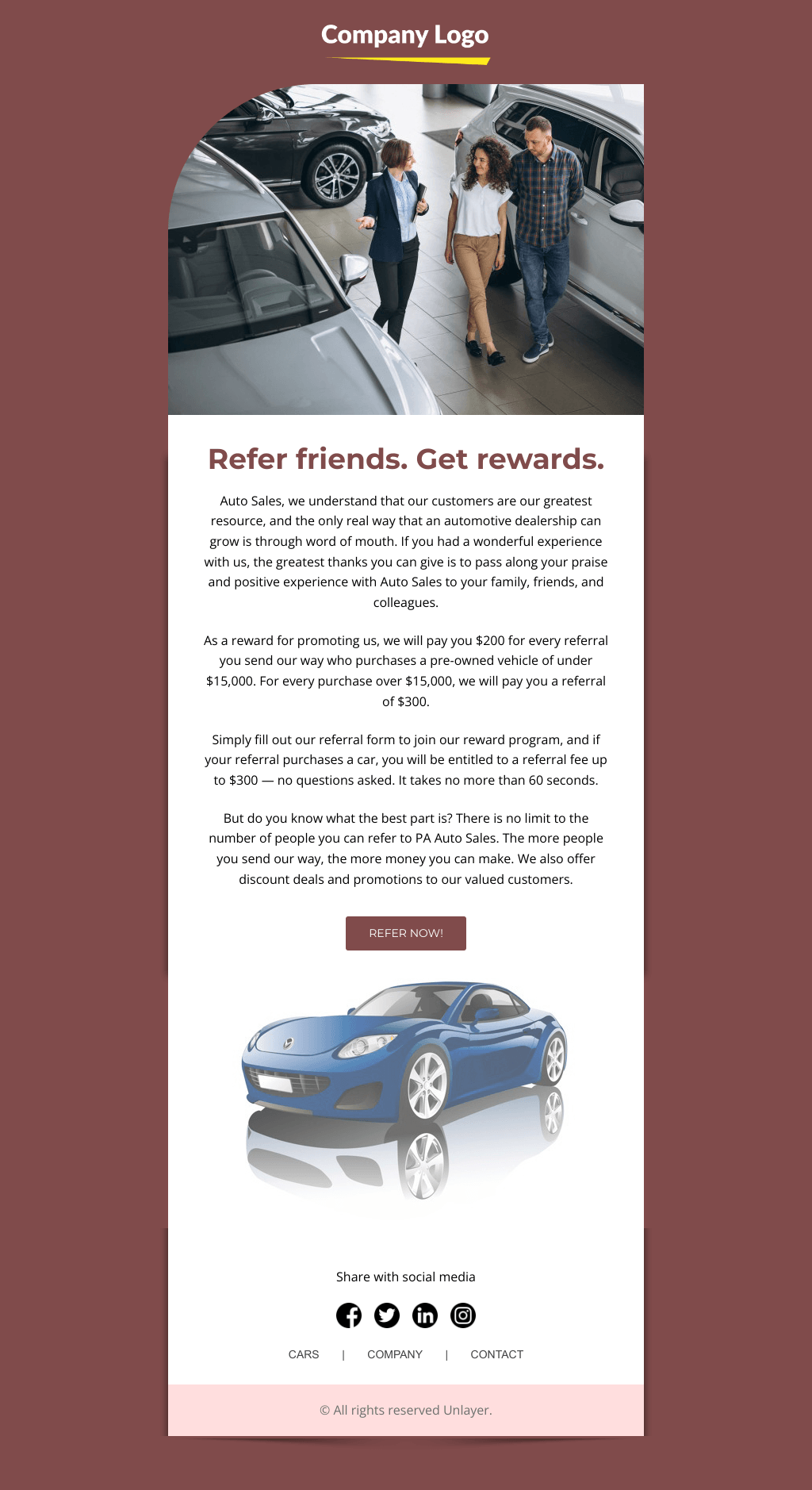 Laravel Mail Template - Car Sales Referral