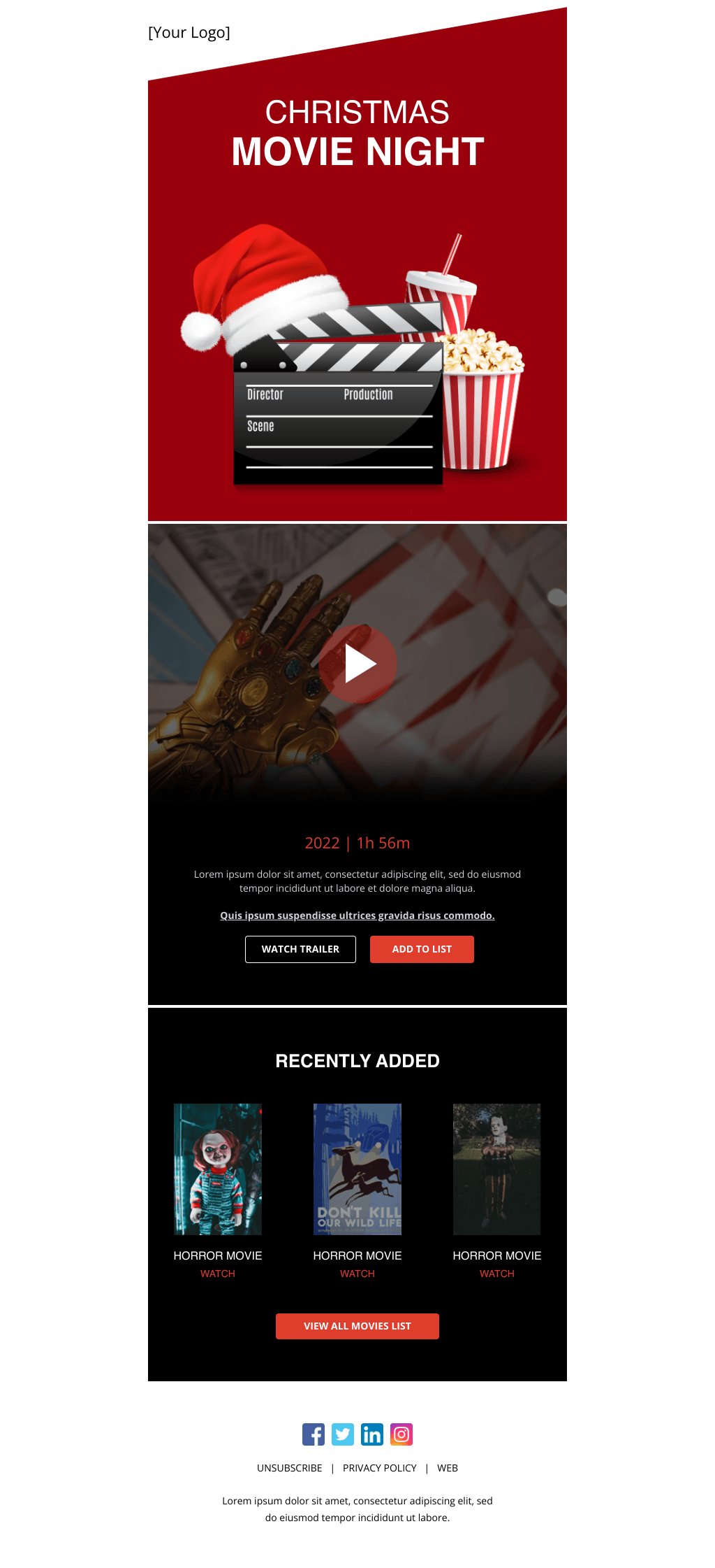 Laravel Mail Template - Christmas Movie Night