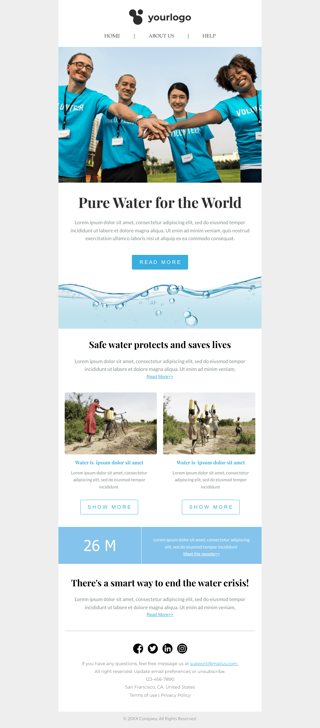 Laravel Mail Template - Clean Water NGO Promotion