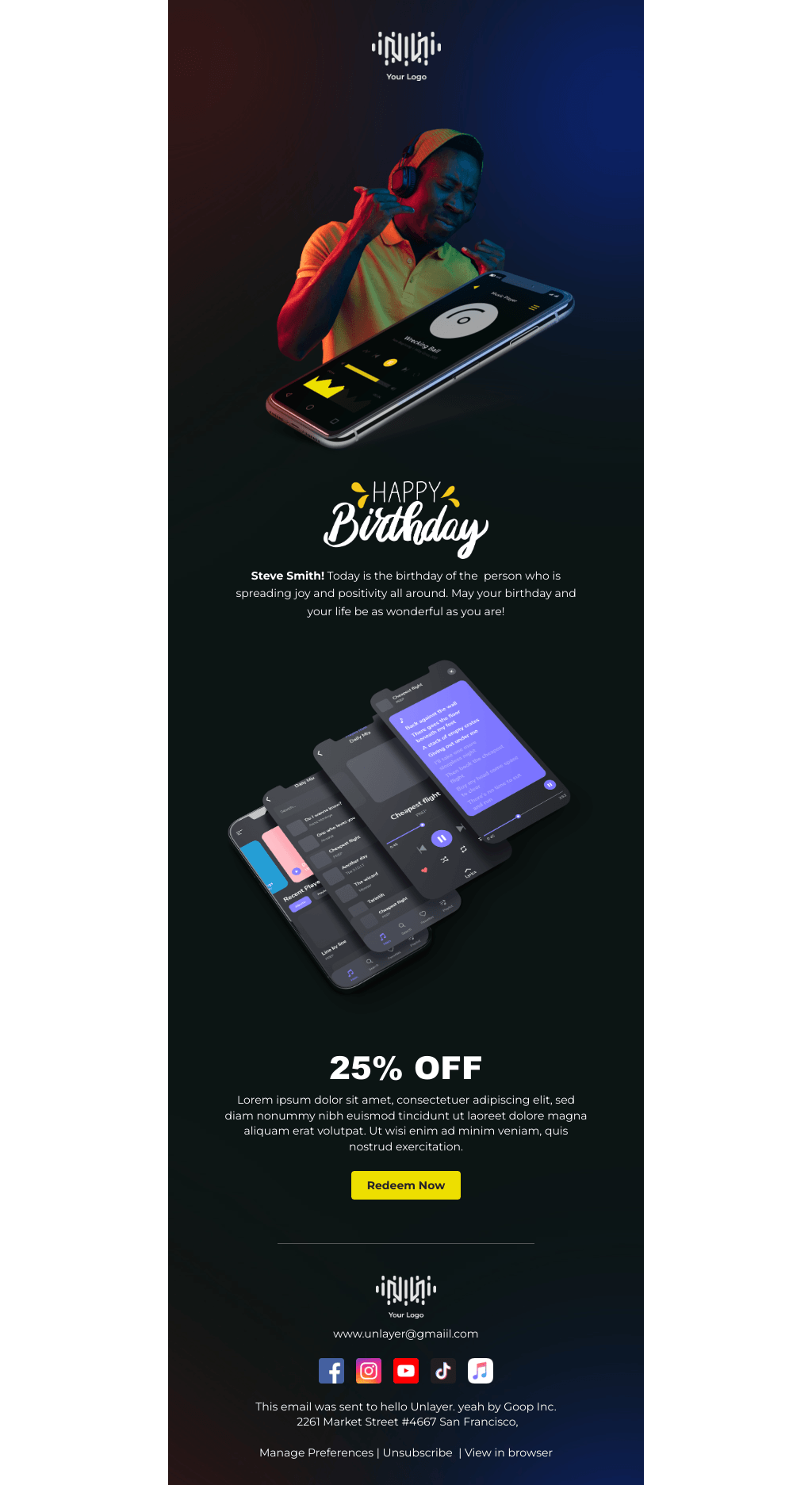 Laravel Mail Template - Client Birthday