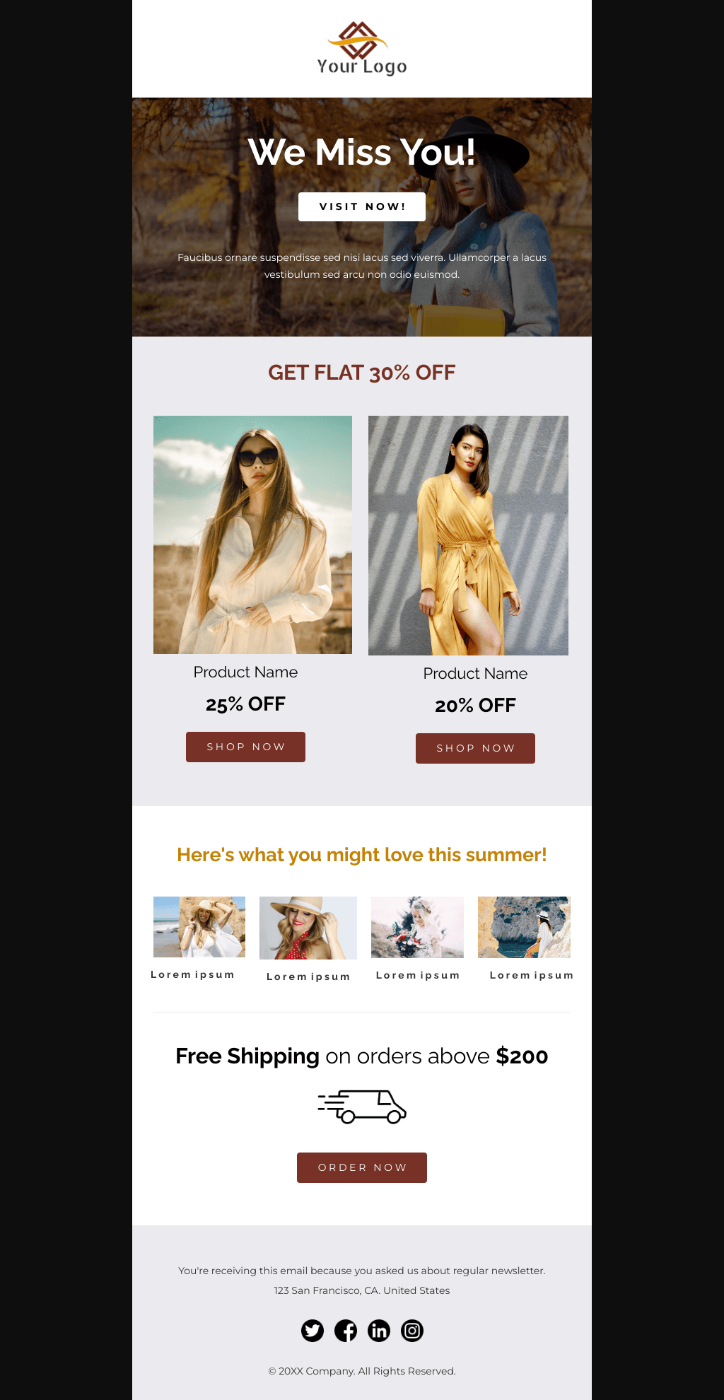 Laravel Mail Template - Clothing store re-engagement