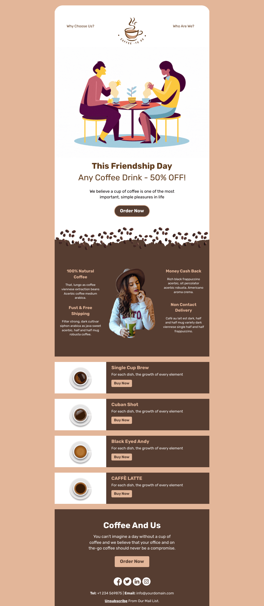 Laravel Mail Template - Coffee Shop Discount On Friendship Day