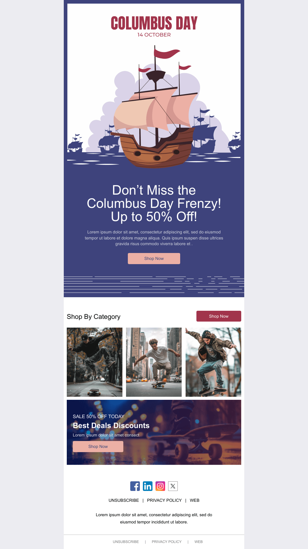 Laravel Mail Template - Columbus Day Flash Sale