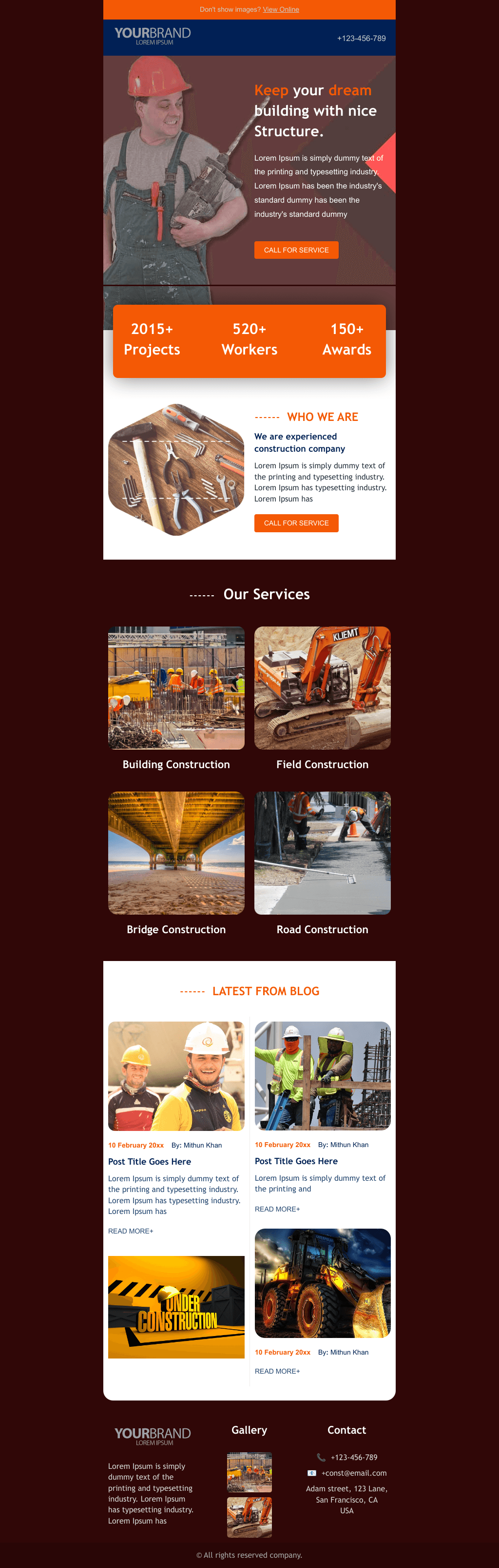 Laravel Mail Template - Construction Company Promotion