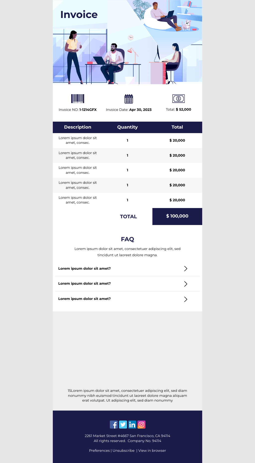 Laravel Mail Template - Consulting Service Invoice 