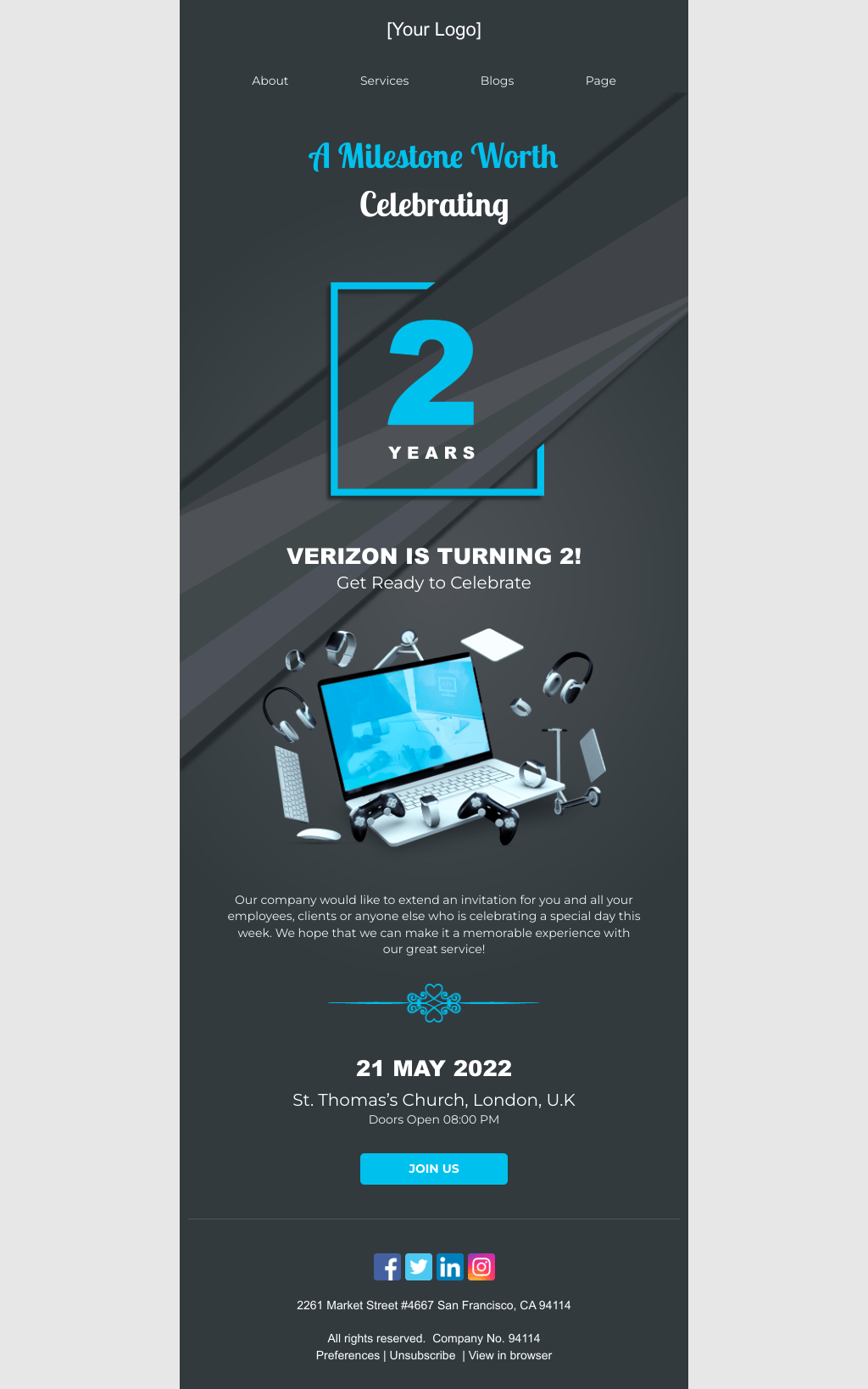 Laravel Mail Template - Corporate Anniversary