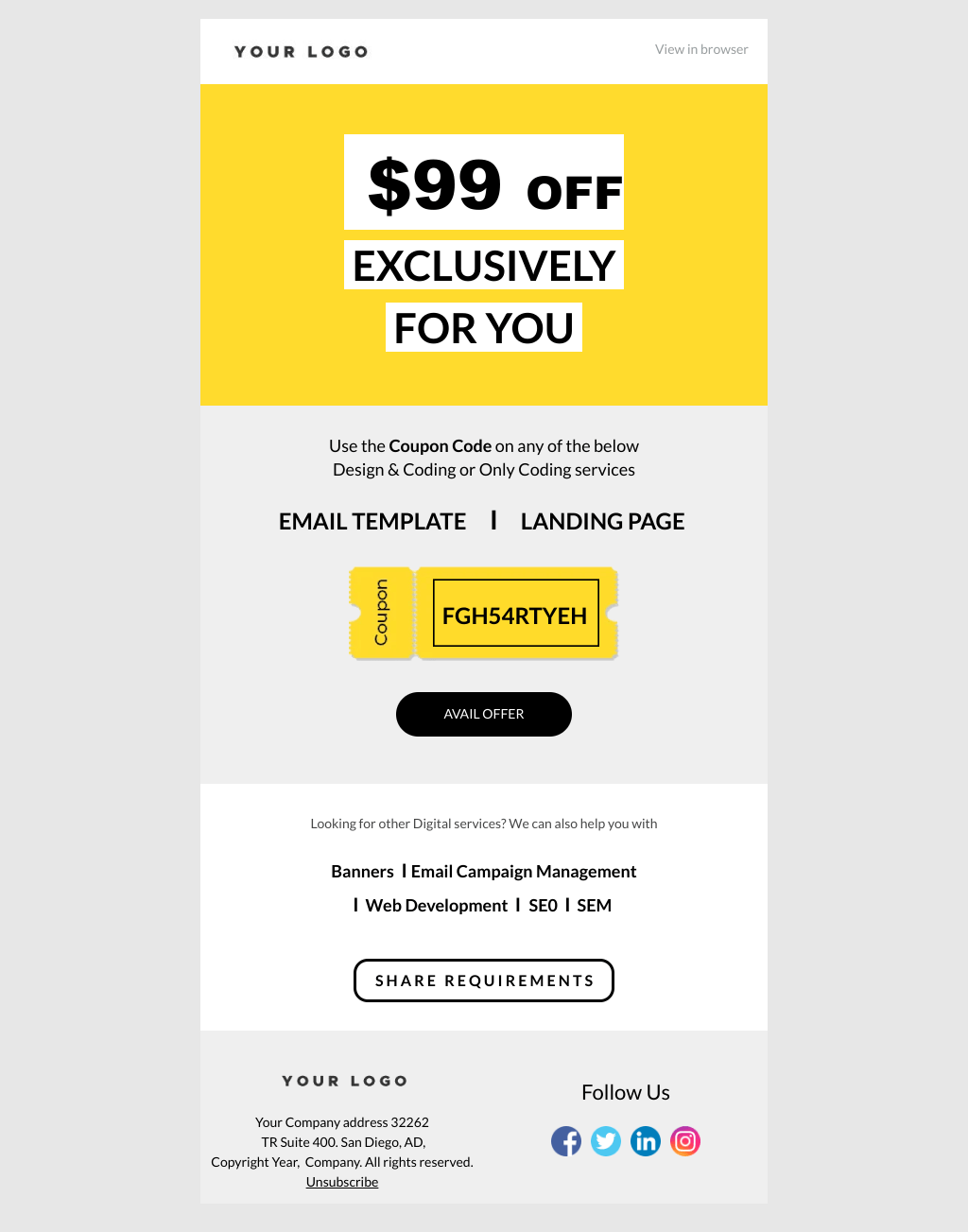 Laravel Mail Template - Coupon