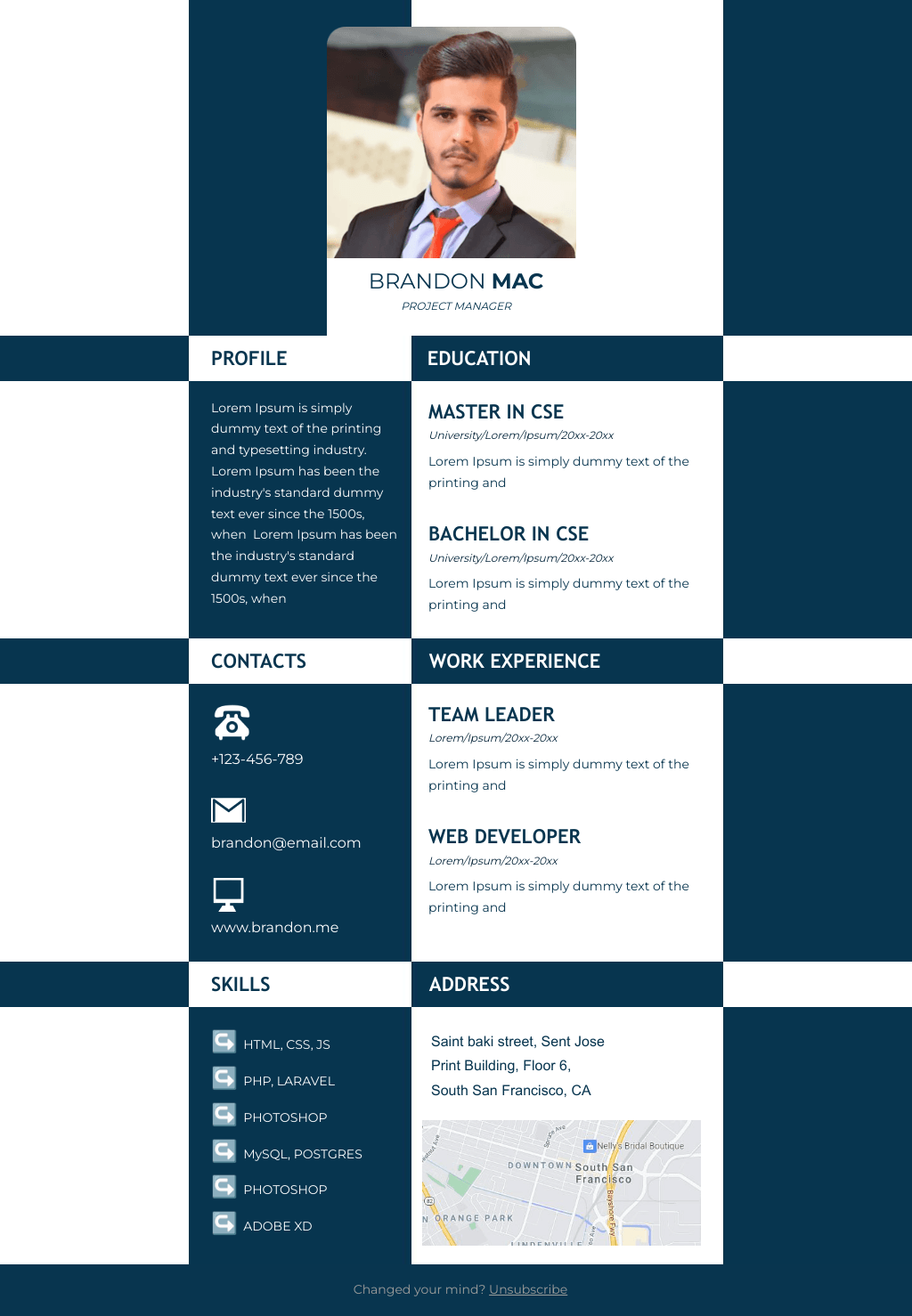 Laravel Mail Template - Curriculum Vitae