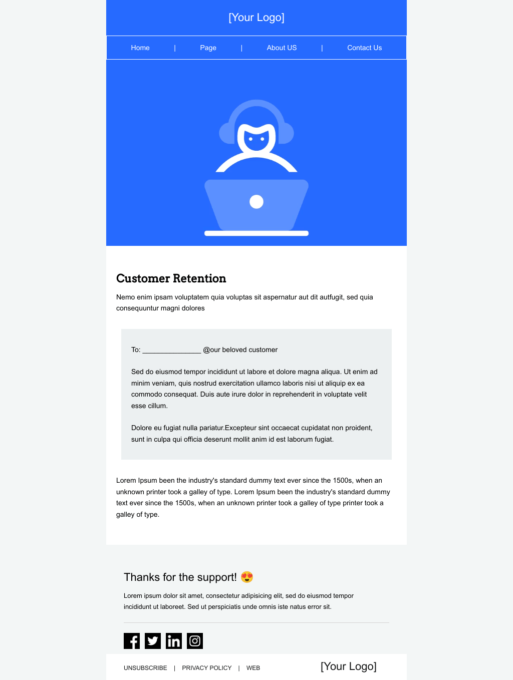 Laravel Mail Template - Customer Retention