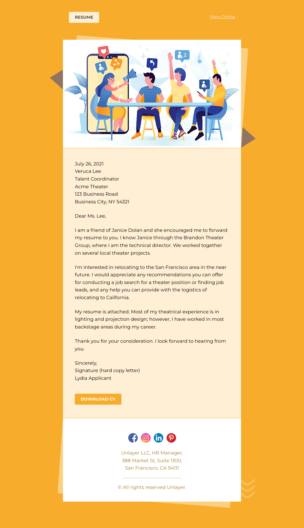 Laravel Mail Template - CV Referral for Employment 