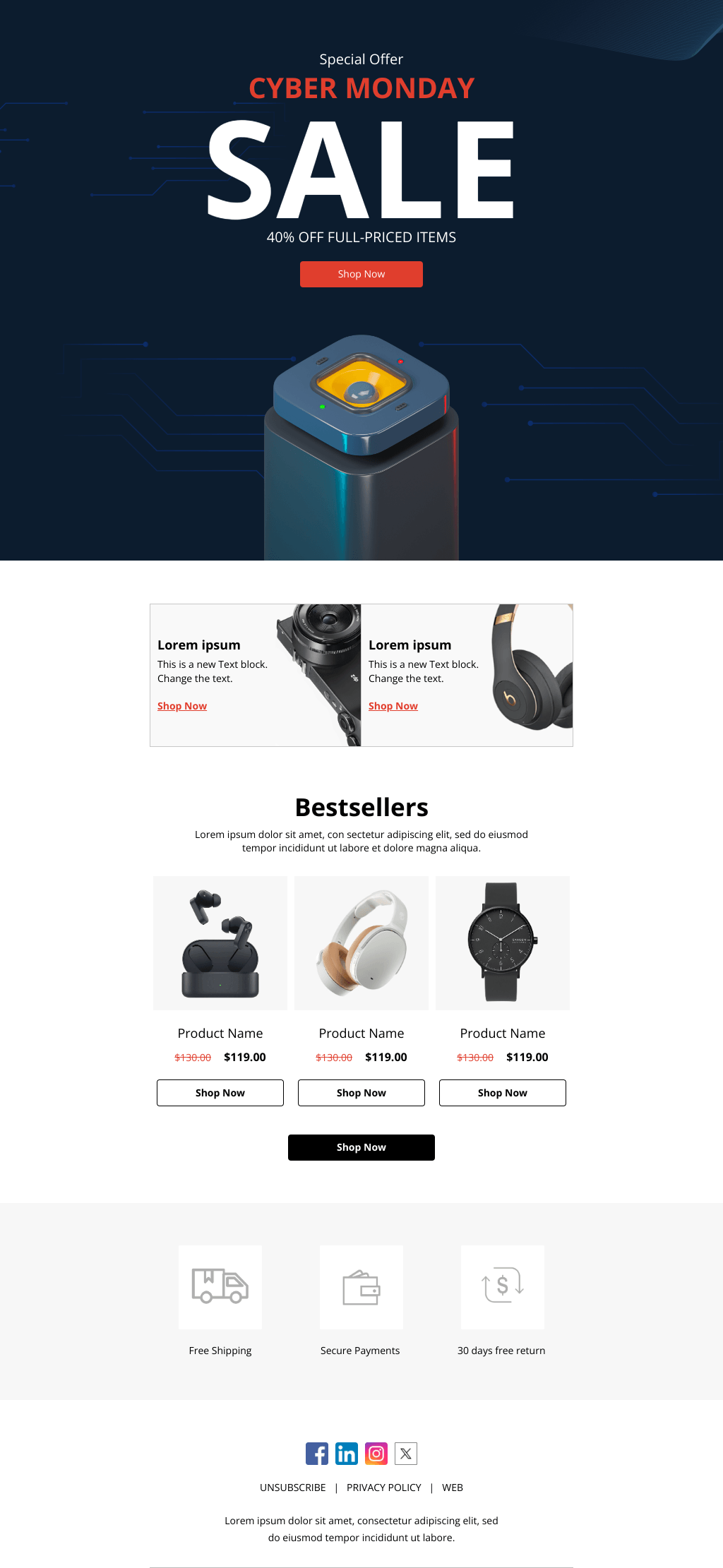 Laravel Mail Template - Cyber Monday Electronics Sale
