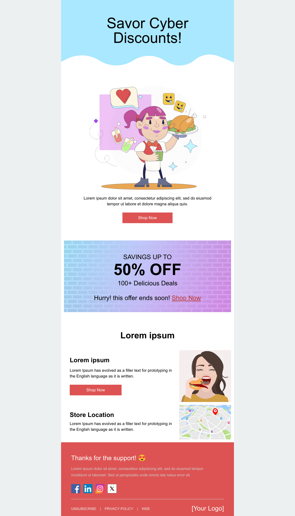 Laravel Mail Template - Cyber Monday Food Deals