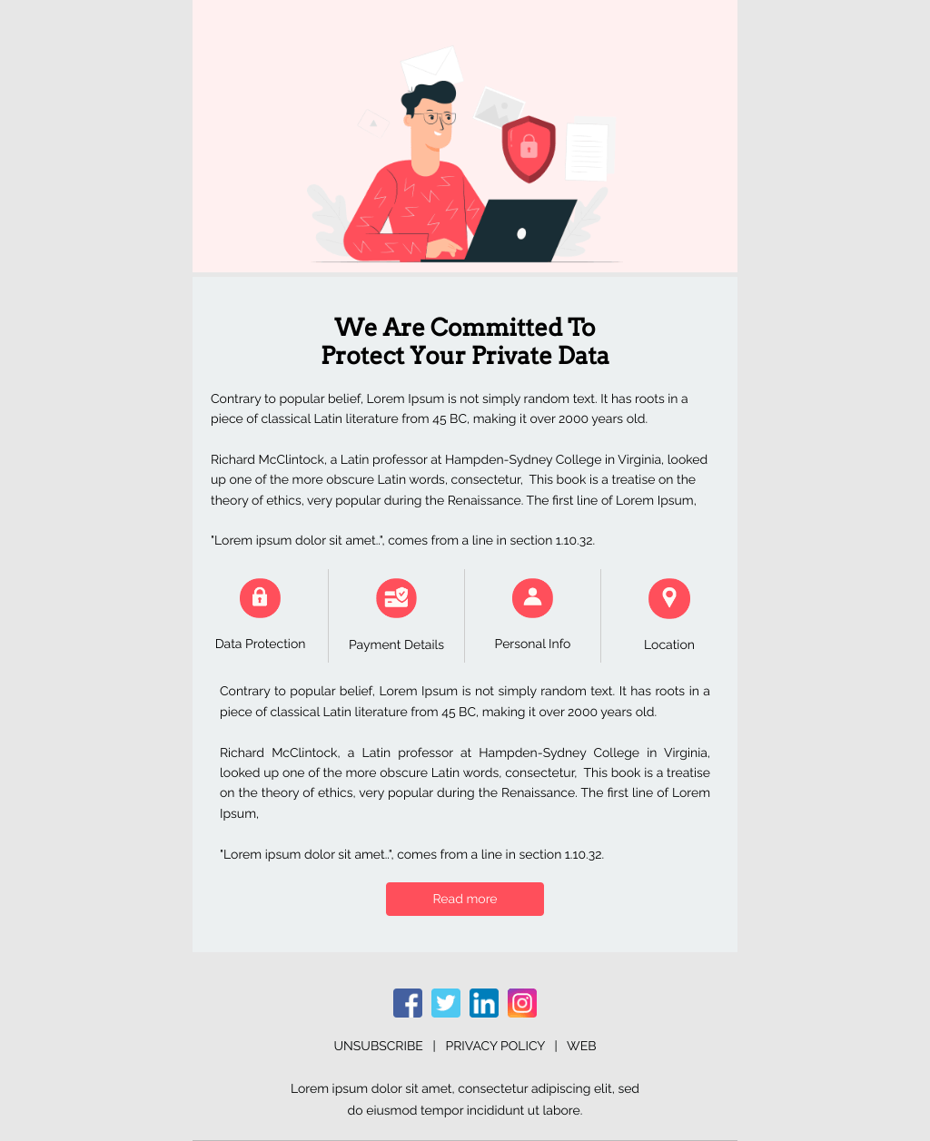 Laravel Mail Template - Data Protection