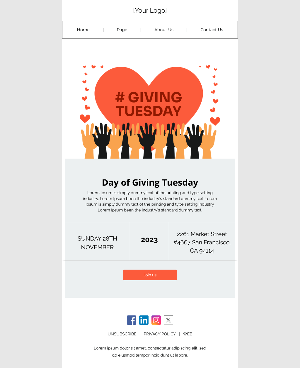 Laravel Mail Template - Day of Giving Tuesday